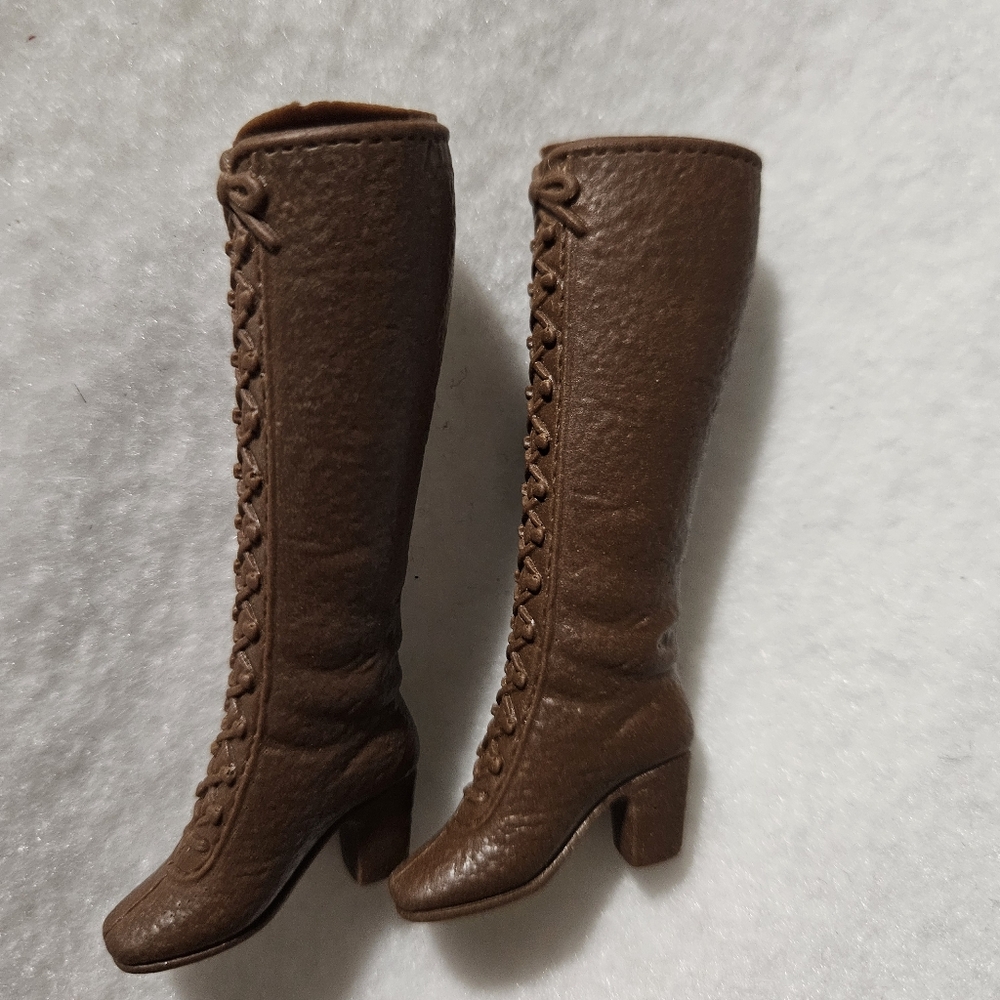Vintage Barbie Doll Dark Brown TALL LACE UP BOOTS